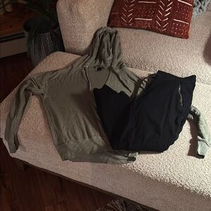 Victorias Secret Green Hoodie and Black Pants Set